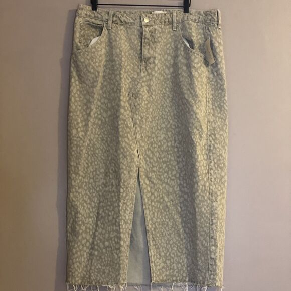 Universal Thread Women's Ultra-High Rise Maxi Denim Skirt Light Leopard 17 - Picture 4 of 7